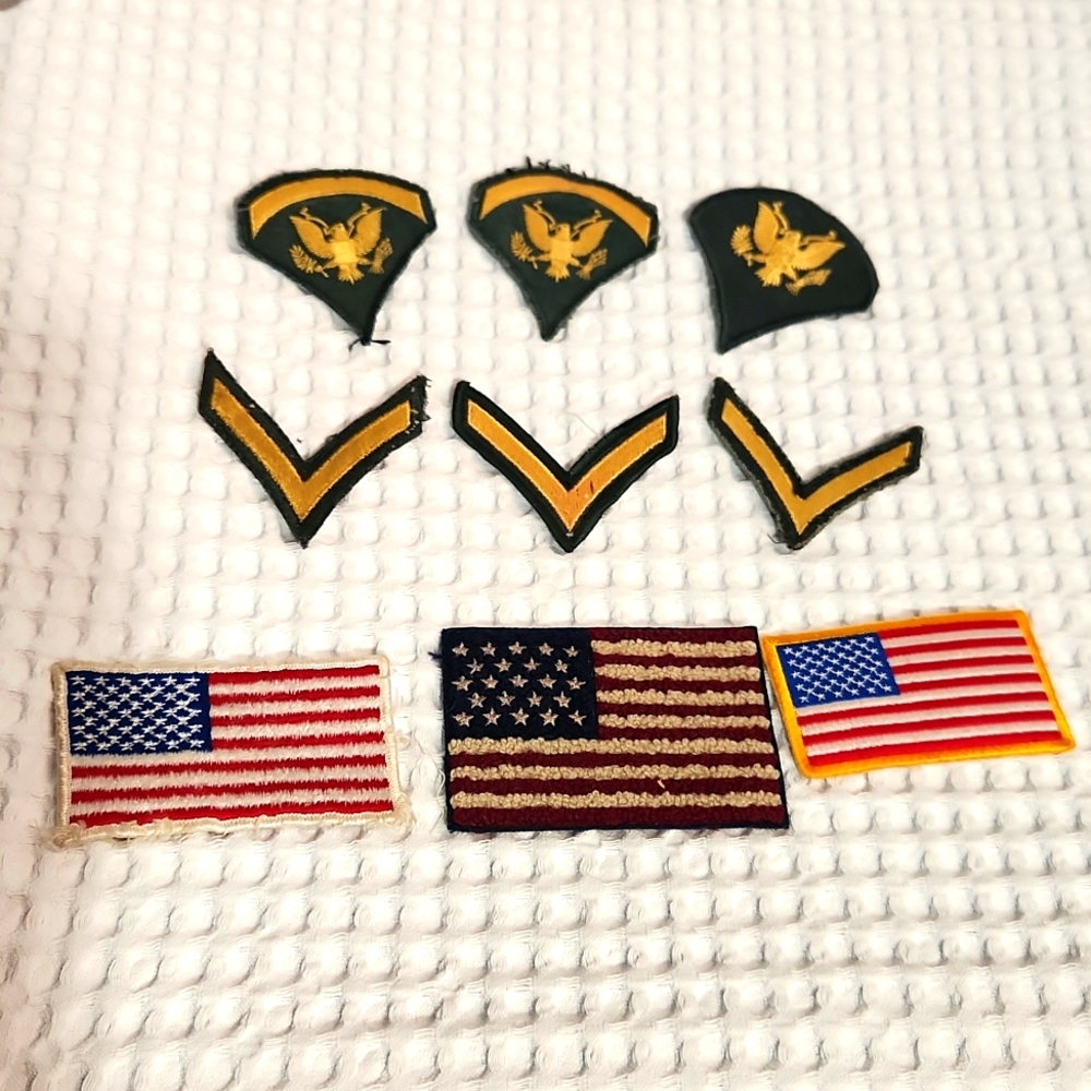 Vintage Military and American Flag patches